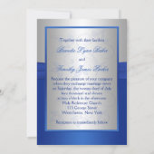 Royal Blue and Silver Heart Wedding Invitation (Back)