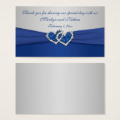Royal Blue and Silver Joined Hearts Favor Tag (Front & Back)