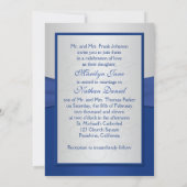Royal Blue and Silver Joined Hearts Invitation (Back)