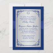 Royal Blue and Silver Joined Hearts Invitation 2 (Back)
