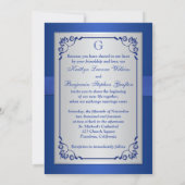 Royal Blue and Silver Joined Hearts Invitation 2 (Back)