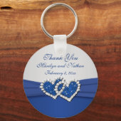 Royal Blue and Silver Joined Hearts Keychain (Front)
