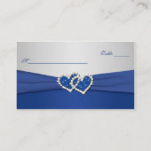 Royal Blue and Silver Joined Hearts Placecards (Back)