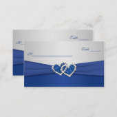 Royal Blue and Silver Joined Hearts Placecards (Front/Back)