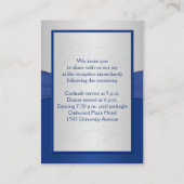 Royal Blue and Silver Joined Hearts Reception Card (Back)