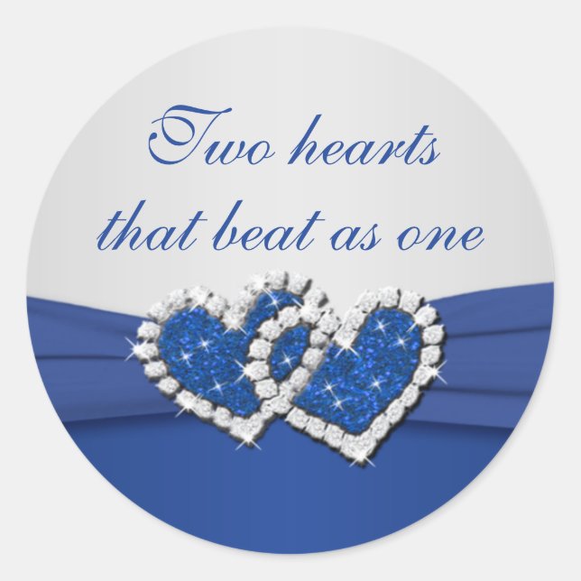 Royal Blue and Silver Joined Hearts Sticker (Front)