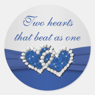 Royal Blue and Silver Joined Hearts Sticker