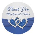 Royal Blue and Silver Joined Hearts Sticker