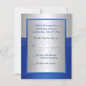 Royal Blue and Silver Love Heart Reply Card (Back)