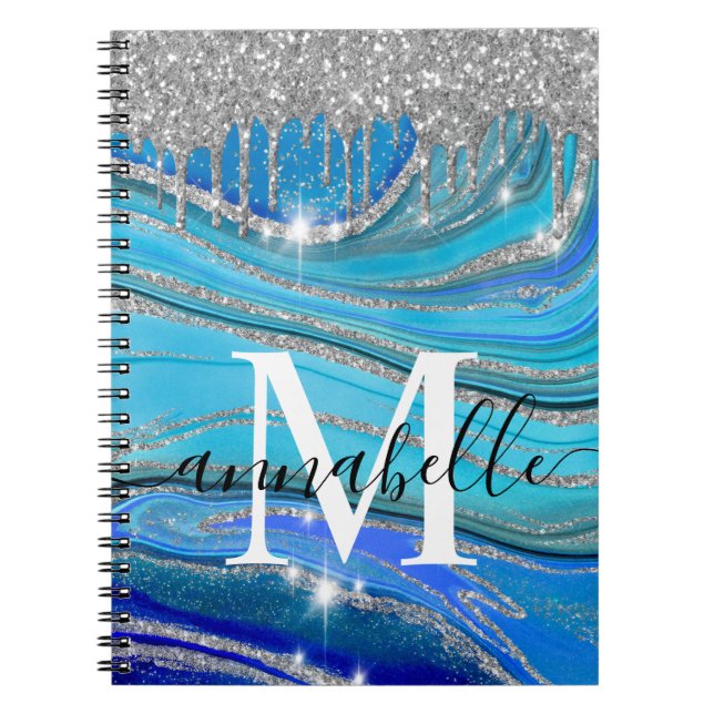 Royal Blue And Silver Monogram  Notebook (Front)