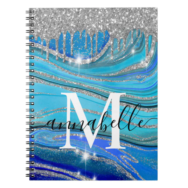 Royal Blue And Silver Monogram Notebook | Zazzle