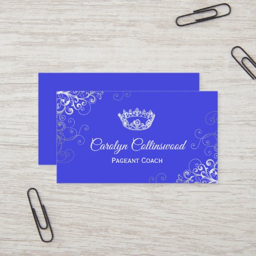 Royal Blue and Silver Pageant Coach Business Card