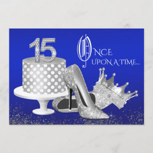 Royal Blue and Silver Quinceanera Invitations