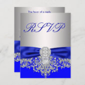 Royal Blue and Silver RSVP Response Card (Front/Back)