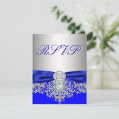 Royal Blue and Silver RSVP Response Card (Standing Front)