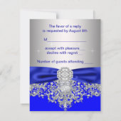 Royal Blue and Silver RSVP Response Card (Back)