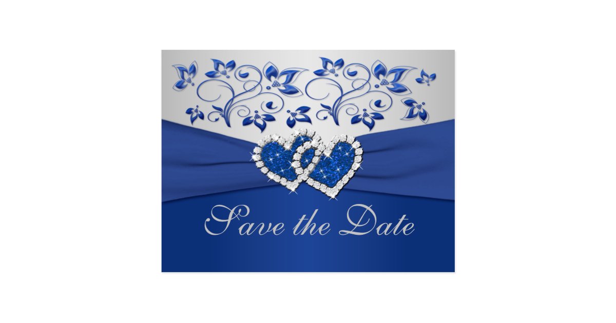 Royal Blue And Silver Save The Date Card Zazzle Com
