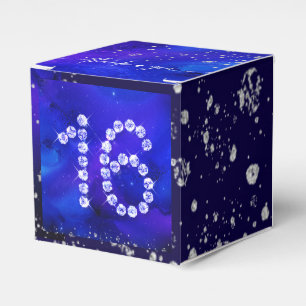 Royal Blue and Silver sweet 16 Favor Boxes