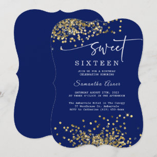 Royal Blue and silver Sweet Sixteen Invitation