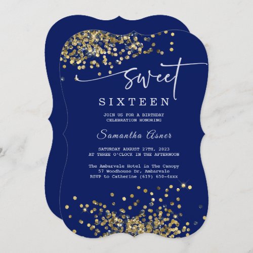 Royal Blue and silver Sweet Sixteen Invitation