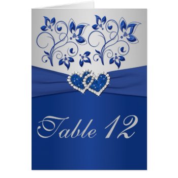 Royal Blue And Silver Table Number Card by NiteOwlStudio at Zazzle