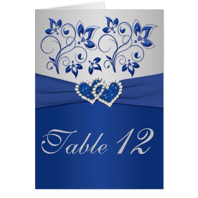Royal Blue and Silver Table Number Card (Front)