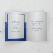 Royal Blue and Silver Thank You Card with Photo (Inside)