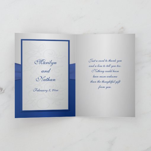 Royal Blue and Silver Thank You Card with Photo Zazzle