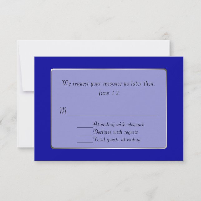 Royal Blue and Silver Tone RSVP Card (Front)
