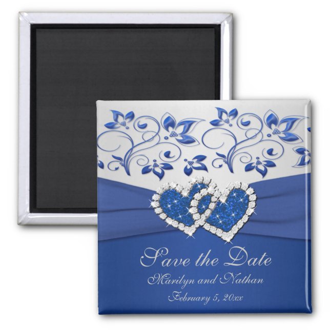 Royal Blue and Silver Wedding Favor Magnet (Front)
