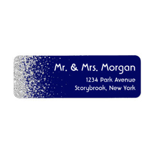 Royal Blue and Sliver Glitter Label