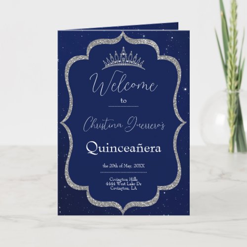 Royal Blue and Starry Night Quinceanera Program