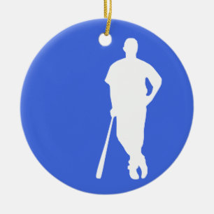 Royal Blue and White Baseball Ceramic Ornament