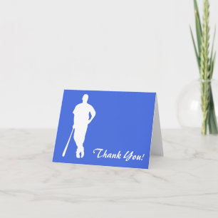 Royal Blue and White Baseball Letterpress Thank You Card