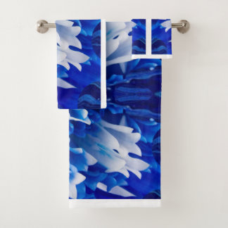 Royal Blue and White Bathroom Towel Set