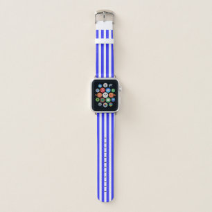 Royal blue and white candy stripes apple watch band