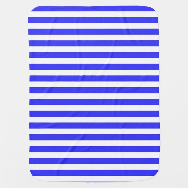 Royal blue and white candy stripes baby blanket (Front)