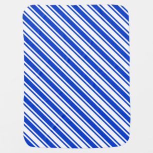 Royal blue and white candy stripes baby blanket