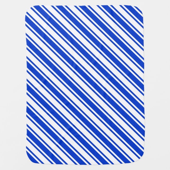 Royal blue and white candy stripes baby blanket (Front)