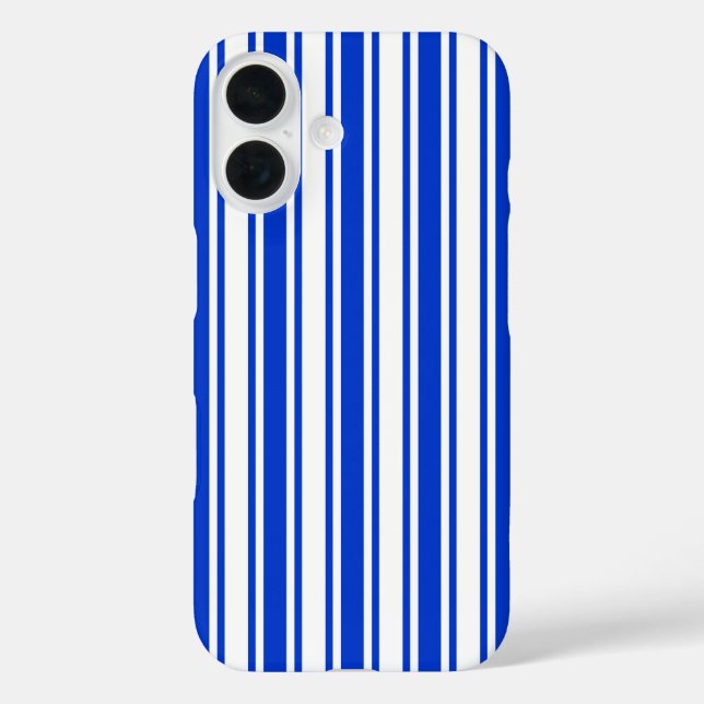 Royal blue and white candy stripes Case-Mate iPhone case (Back)
