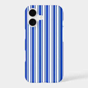 Royal blue and white candy stripes iPhone 17 case