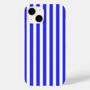 Royal blue and white candy stripes Case-Mate iPhone 14 case