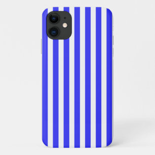 Royal blue and white candy stripes iPhone 11 case