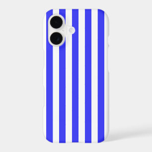 Royal blue and white candy stripes iPhone 17 case