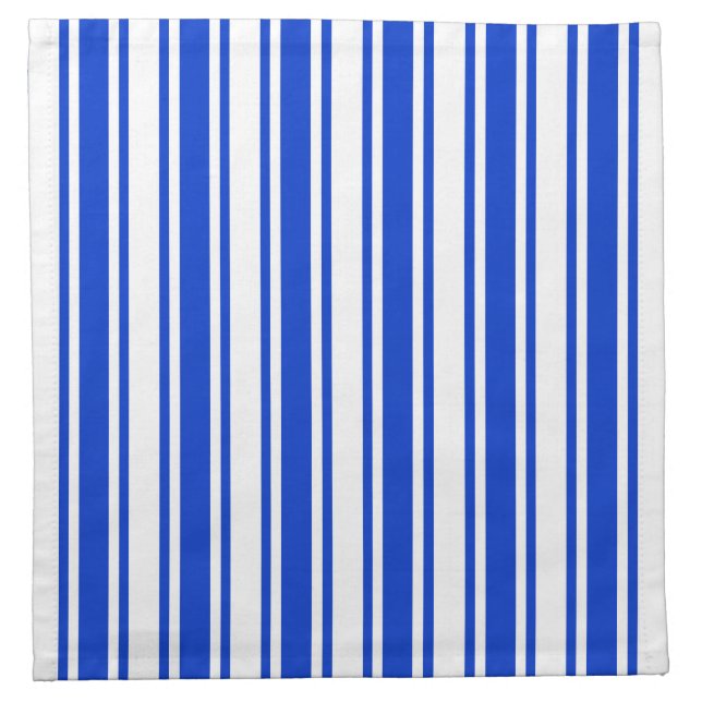 Royal blue and white candy stripes cloth napkin (Front)