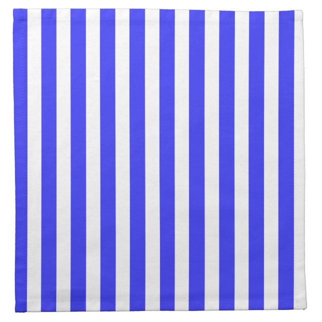 Royal blue and white candy stripes cloth napkin (Front)
