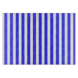 Royal blue and white candy stripes cutting board