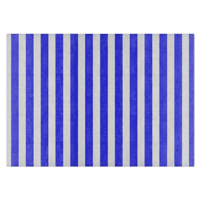 Royal blue and white candy stripes cutting board (Front)