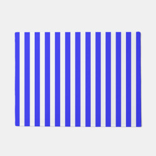 Royal blue and white candy stripes doormat