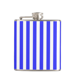 Royal blue and white candy stripes flask